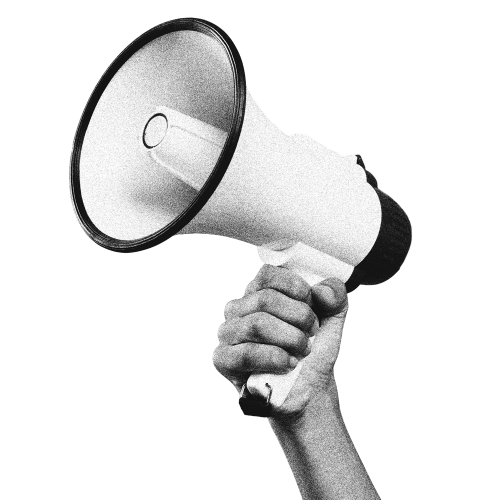 Hand holding up megaphone